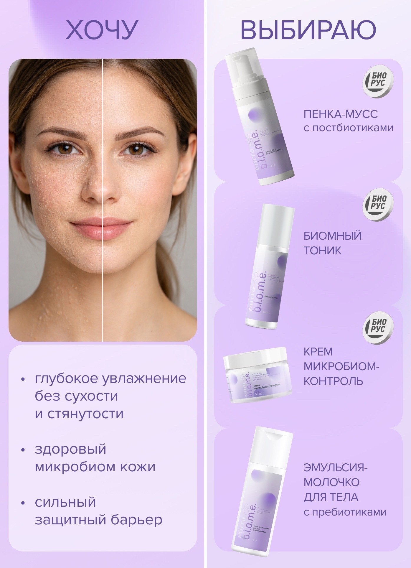 Уже доступны для заказа средства из линии MIRRA B.I.O.M.E.- это специализированный уход, направленный на защиту, увлажнение и восстановление барьерной функции кожи, особенно склонной к сухости и раздражениям Уже доступны для заказа средства из линии MIRRA B.I.O.M.E.- это специализированный уход, направленный на защиту, увлажнение и восстановление барьерной функции кожи, особенно склонной к сухости и раздражениям