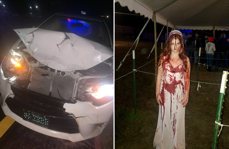 Попавшая в аварию после Хеллоуина девушка напугала врачей бутафорской кровью
