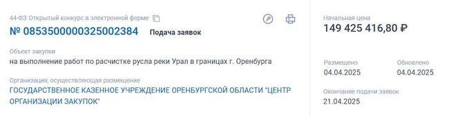 Электронный аукцион стартовал 4 апреля | Источник: Госзакупки