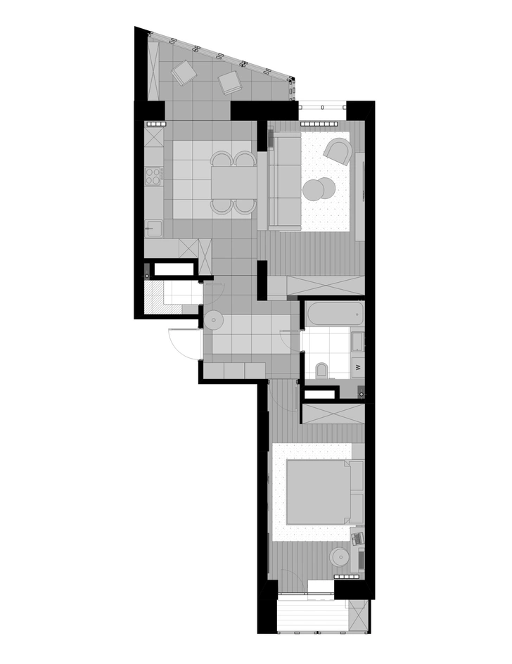 Элегантная мужская квартира 70 м² в Новосибирске