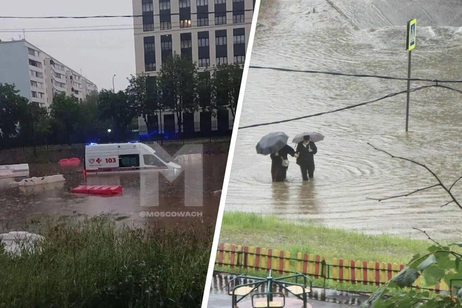 В Москве скорая утонула в Гольяново из-за невероятного сильного ливня, который накрыл столицу в ночь с 13 на 14 июня | Источник: Москвач • Новости Москвы / t.me; Измайлово и Гольяново Москва / T.me