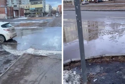 Житель Красноярска жалуется на опасную лужу на Щорса