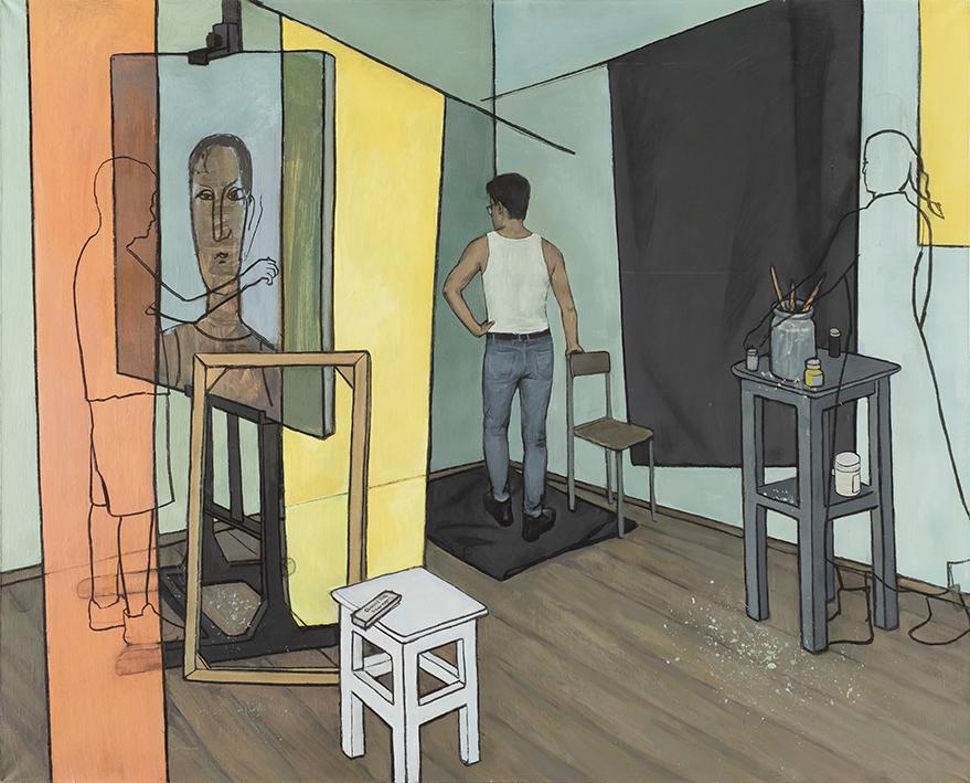 Анастасия Курочкина. Из дипломной серии «Институт». Холст, акрил, уголь. МГАХИ им. Сурикова. | Источник: пресс-служба выставки