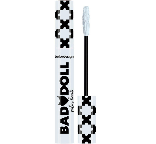 Belor Design Тушь для ресниц цветная BAD DOLL Объемная, белая, 9,3г