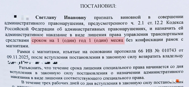 Светлане вернули злополучные магнитные рамки, но при этом лишили ее водительских прав | Источник: предоставлено Светой Ананас