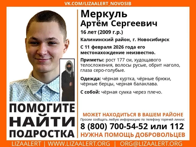 Ориентировка на пропавшего юношу распространяется в социальных сетях | Источник: Поисковый отряд ЛизаАлерт Новосибирской области / «ВКонтакте» 