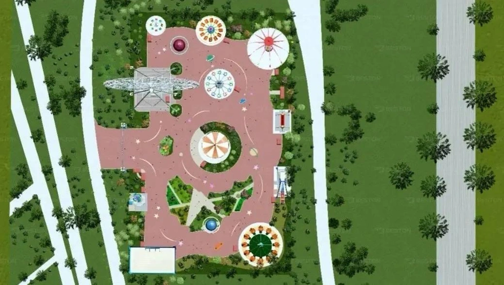 Так план нового парка выглядит с высоты | Источник: Городской курорт «Притяжение» / t.me