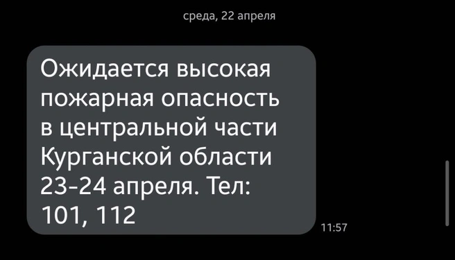 Такие сообщения получили сегодня жители Курганской области  | Источник: Александр Лисихин / 45.RU 