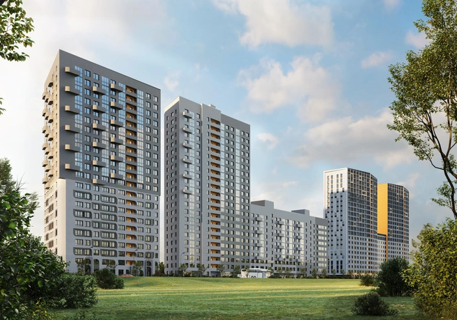 Проект из восьми очередей с общим двором уже обретает черты: две первые секции сданы, следующие&nbsp;— в стадии строительства | Источник: Астра
