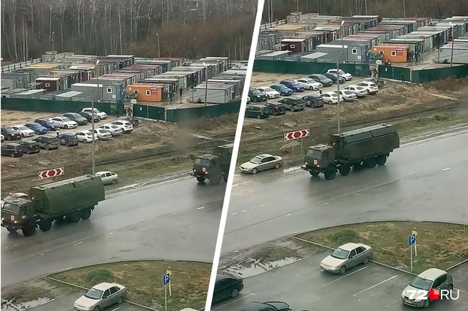 Военная техника передвигалась по городу в субботу | Источник: Читатель 72.RU