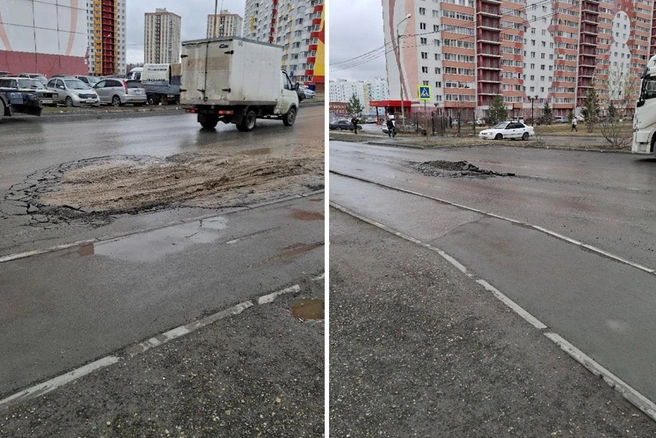 Местами разбиты не только проезжая часть, но и тротуары | Источник: читатель НГС Евгений