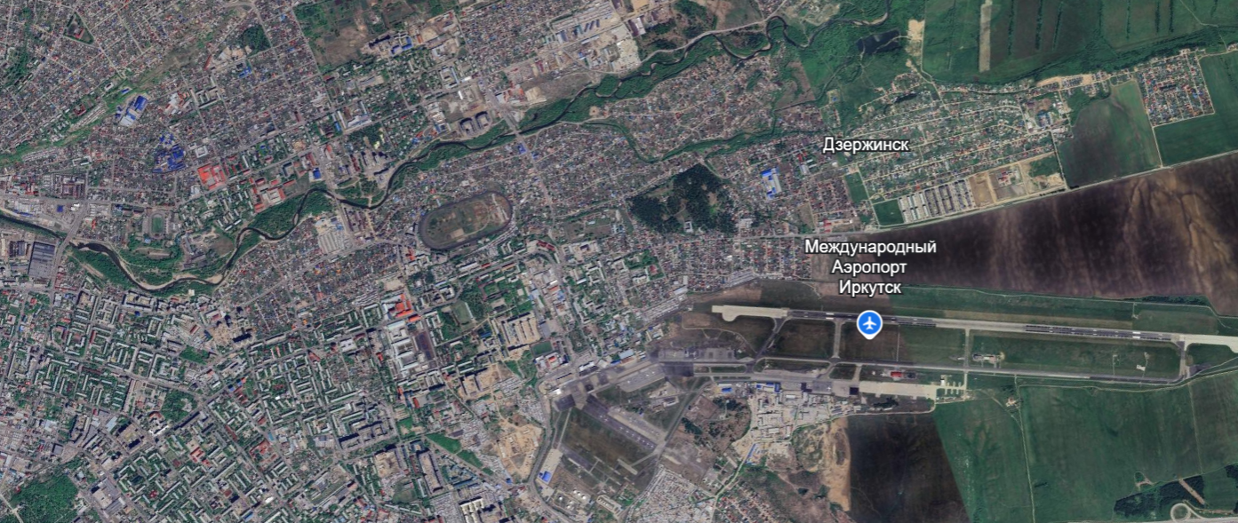 Аэропорт и улица Советская | Источник: Google.earth.com