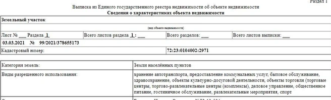 Фрагмент из выписки Росреестра на «отрезанный» участок | Источник: Rosreestr.gov.ru