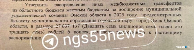 Часть распоряжения | Источник: предоставлено редакции NGS55.RU