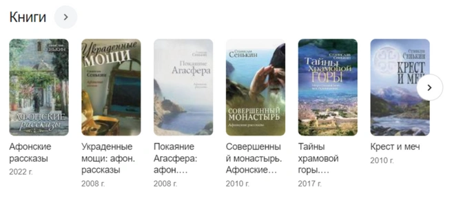 Книги Сенькина — на православную тематику | Источник: Google-поиск