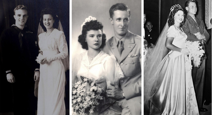 Свадебные платья военных лет: 20 реальных фото невест