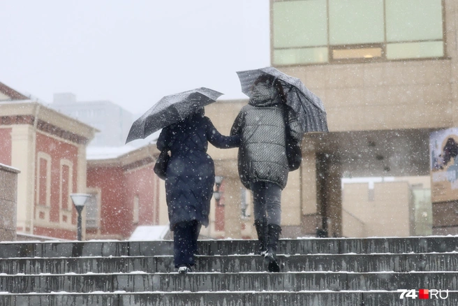 Некоторые прячутся от снега под зонтиками. Впрочем, логично: снег-то мокрый | Источник: Наталья Лапцевич