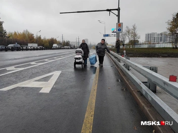 По дороге идут в том числе матери с детьми | Источник: Михаил Мечев / MSK1.RU