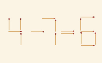 4-7=6: передвиньте 2 спички, чтобы пример стал верным