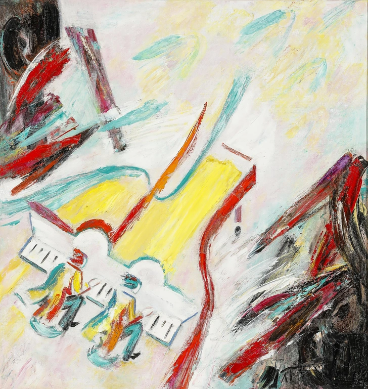 Леонид Ткаченко. «Концерт двух пианистов». 1992. Холст, масло. | Источник: МИСП