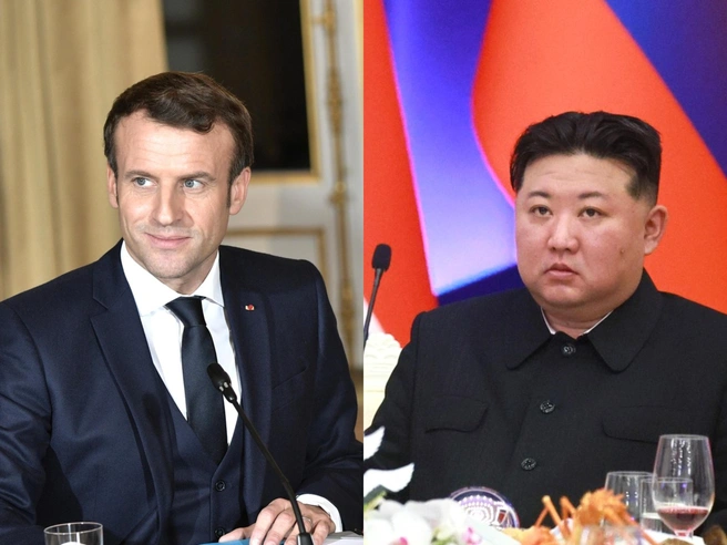 Макрон: Китай должен следить за делами Северной Кореи в Европе, иначе НАТО расширится в Азии | Источник: коллаж из фотографий с сайта kremlin.ru