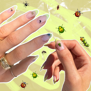 Зеленый френч с насекомыми: Кайли Дженнер показала самый милый маникюр на лето 2024