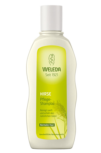 Шампунь-уход для нормальных волос с экстрактом проса, Weleda. В шампунь входят моющие вещества натурального происхождения.