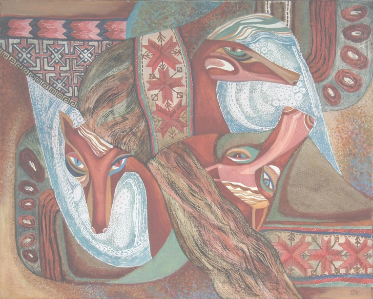 Людмила Нарбекова. «Моление о лошадях», 2001. Холст, масло. | Источник: пресс-служба выставки