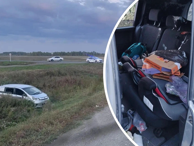 Автомобиль Honda Freed съехал в кювет | Источник: ГИБДД по НСО / MAX