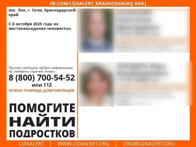 Подростки перестали выходить на связь, что вызвало обеспокоенность и масштабные поиски | Источник: Полиция Сочи /telegram