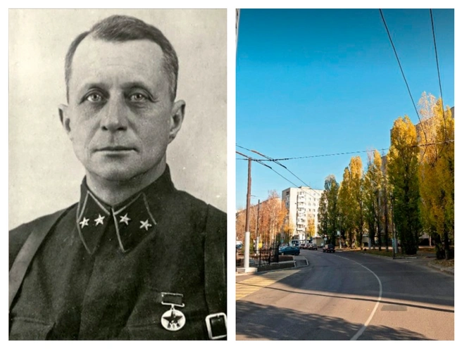 Франц Перхорович и улица в Воронеже, носящая его имя | Источник: warmuseum.by / yandex.ru/maps