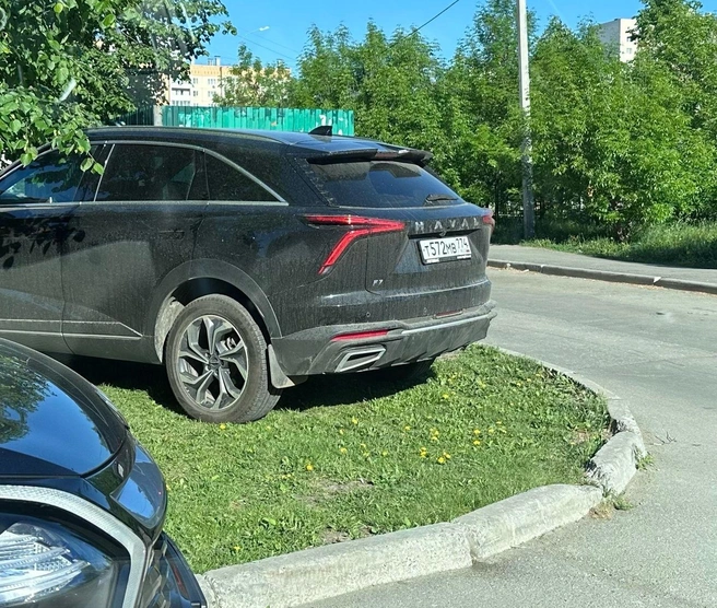 Haval схавал газон | Источник: читатель 74.RU