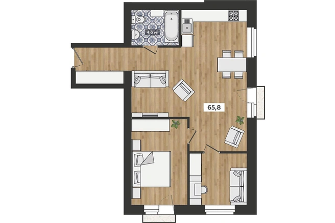 Семейная трешка 65,8 кв.м
