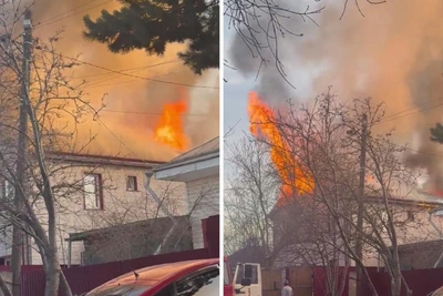 Пожар в частном доме на улице Телевизионной