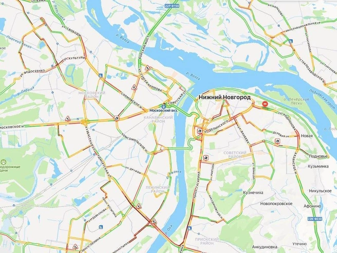 Дорожная обстановка в Нижнем Новгороде | Источник: «Яндекс.Карты»