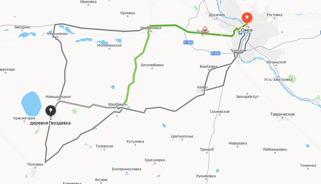 Путь до Гвоздевки | Источник: yandex.ru