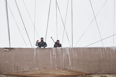 Snow Front Hovers Over the Gulf of Finland