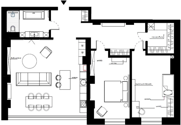 Эргономичная квартира 110 м² для яркого мужчины