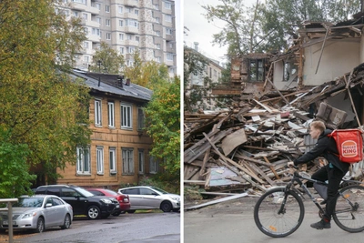 Как сносили деревянный дом на Суфтина