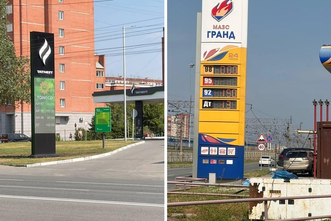 Обстановка на АЗС «Татнефть» на Владимировской и на АЗС «Гранд» на улице Максима Горького | Источник: Настасья Медведева / NGS.RU
