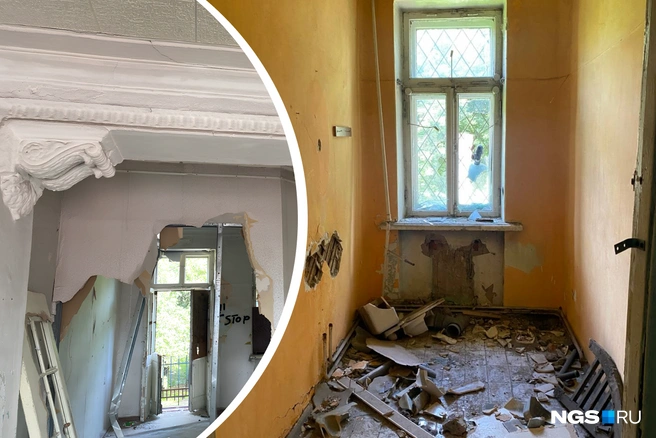 Предположительно, в комнате справа находился санузел. Об этом свидетельствует разбитый унитаз, который оставили на полу помещения  | Источник: Анастасия Хрипушина/NGS.RU