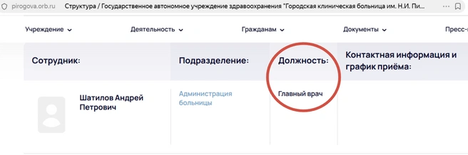 Источник: скриншот с сайта больницы имени Пирогова