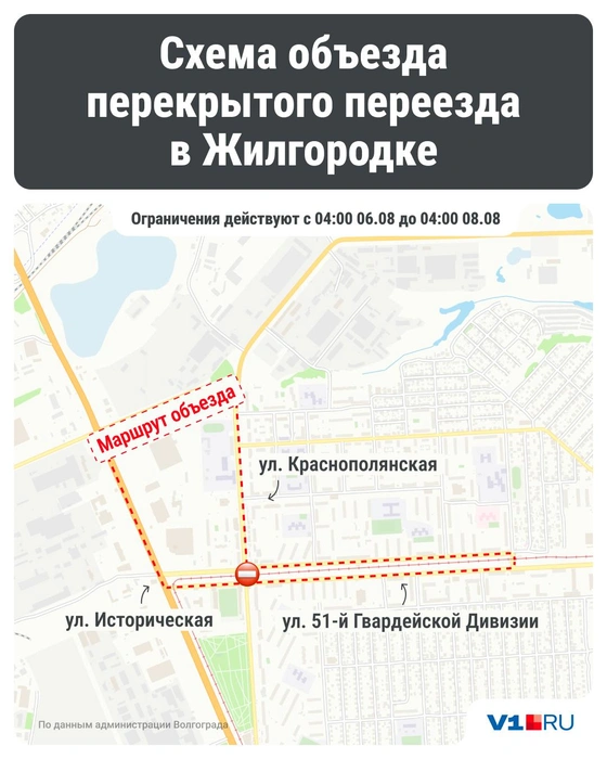 Схема объезда закрытого переезда | Источник: Серафима Пантыкина / V1.RU
