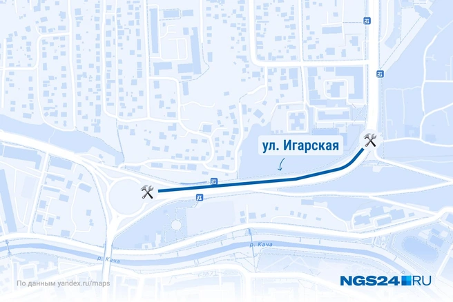 Участок Игарской | Источник: NGS24.RU / Yandex.ru/maps