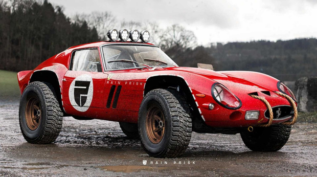 Ferrari 250 GTO — это один из самых красивых и дорогих суперкаров в истории. Идея сделать на его базе трофи-внедорожник кажется святотатством. Но легкая рука Рэйна Приска придает убедительности самым легкомысленным порывам.