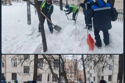 Дворники разрушили снежную горку для детей на Петроградке