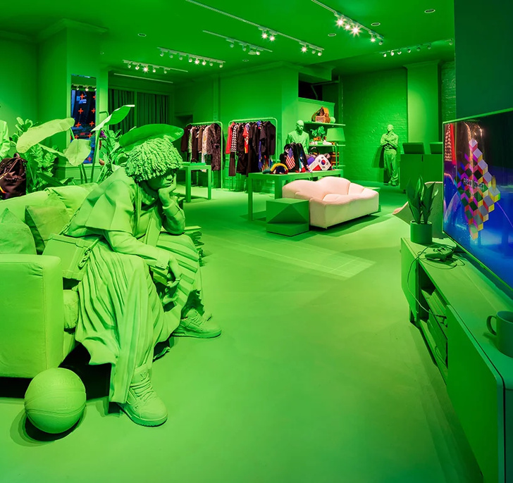 Ярко-зеленый pop-up бутик Louis Vuitton в Нью-Йорке (фото 5)