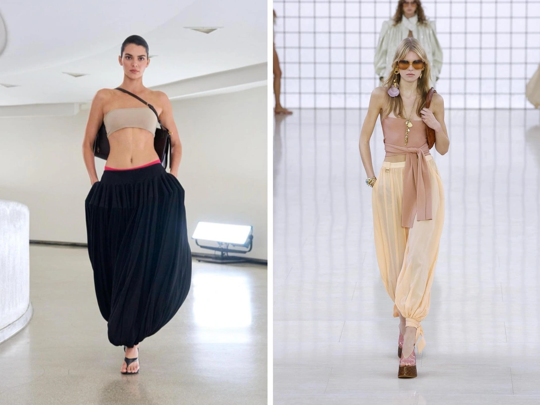 И на пляж, и в город: 10 идей, как носить шаровары летом | marieclaire.ru