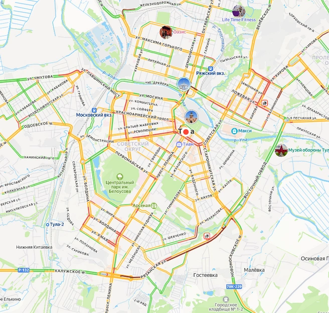 Пробки в городе утром 19 февраля | Источник: yandex.ru/maps