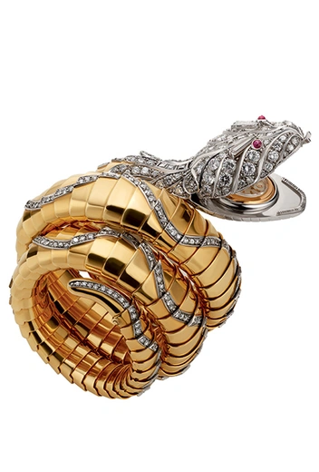 Браслет-часы Serpenti из золота и платины с рубинами и бриллиантами, 1954 год, Bvlgari